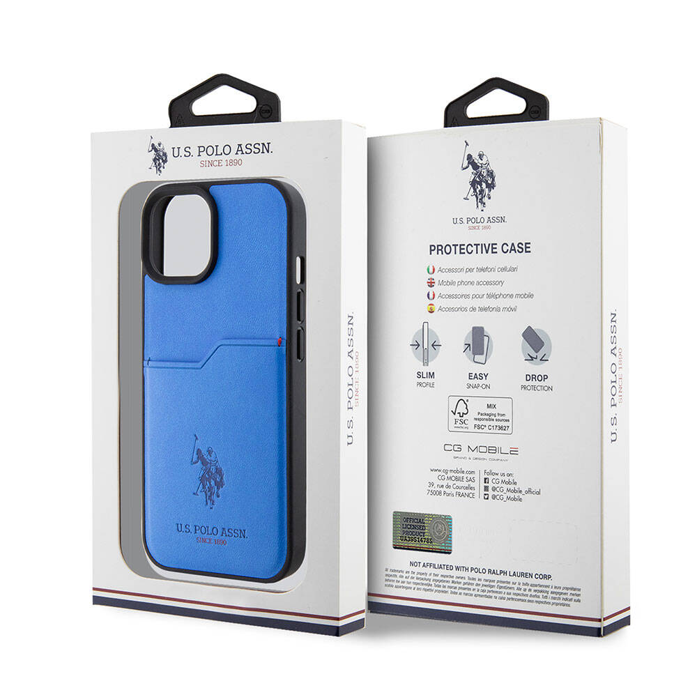 iPhone 15 Kılıf U.S. Polo Assn. orijinal Lisanslı Baskı Logolu PU Kartlıklı Kılıf