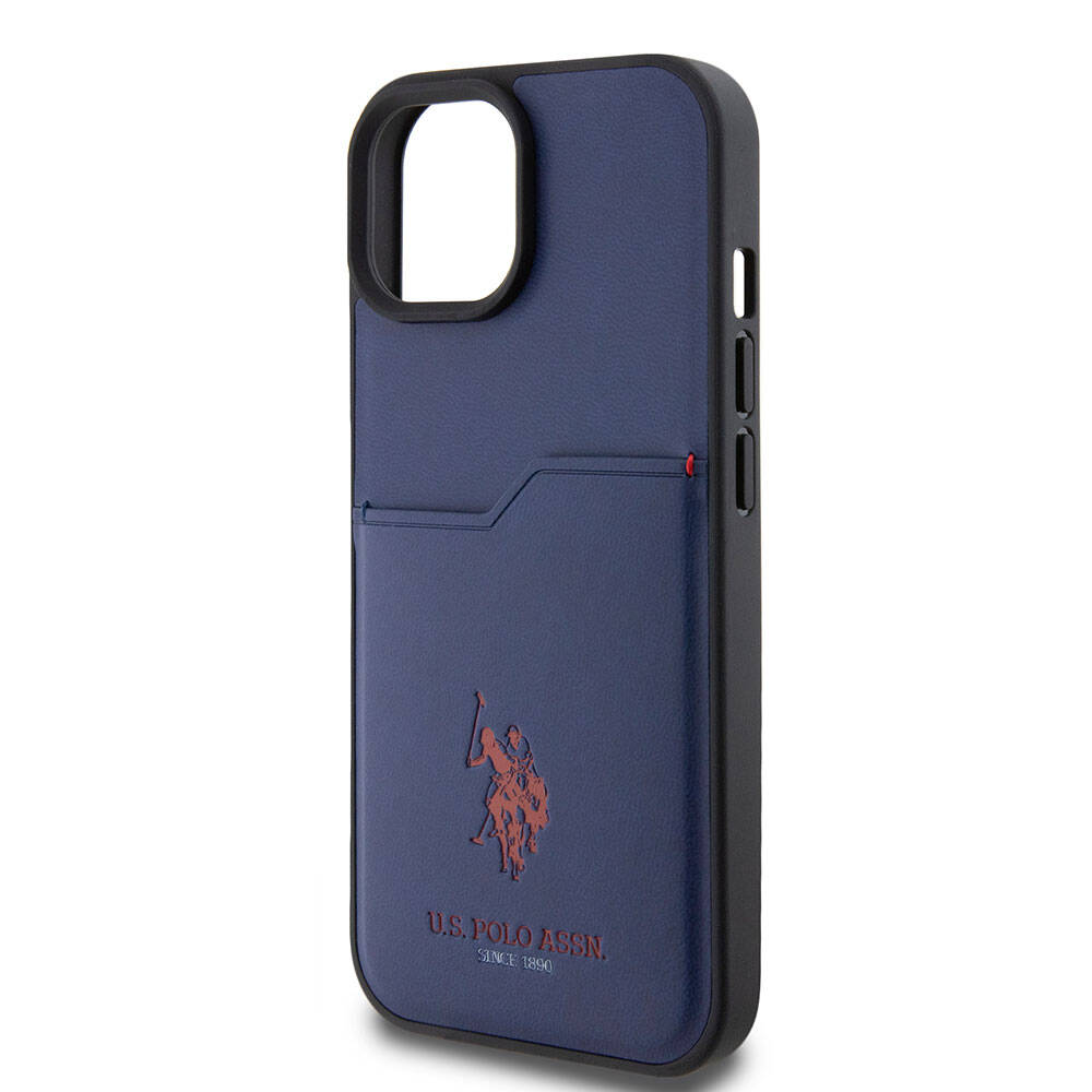 iPhone 15 Kılıf U.S. Polo Assn. orijinal Lisanslı Baskı Logolu PU Kartlıklı Kılıf