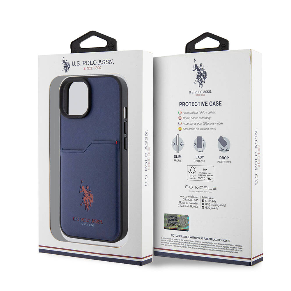 iPhone 15 Kılıf U.S. Polo Assn. orijinal Lisanslı Baskı Logolu PU Kartlıklı Kılıf
