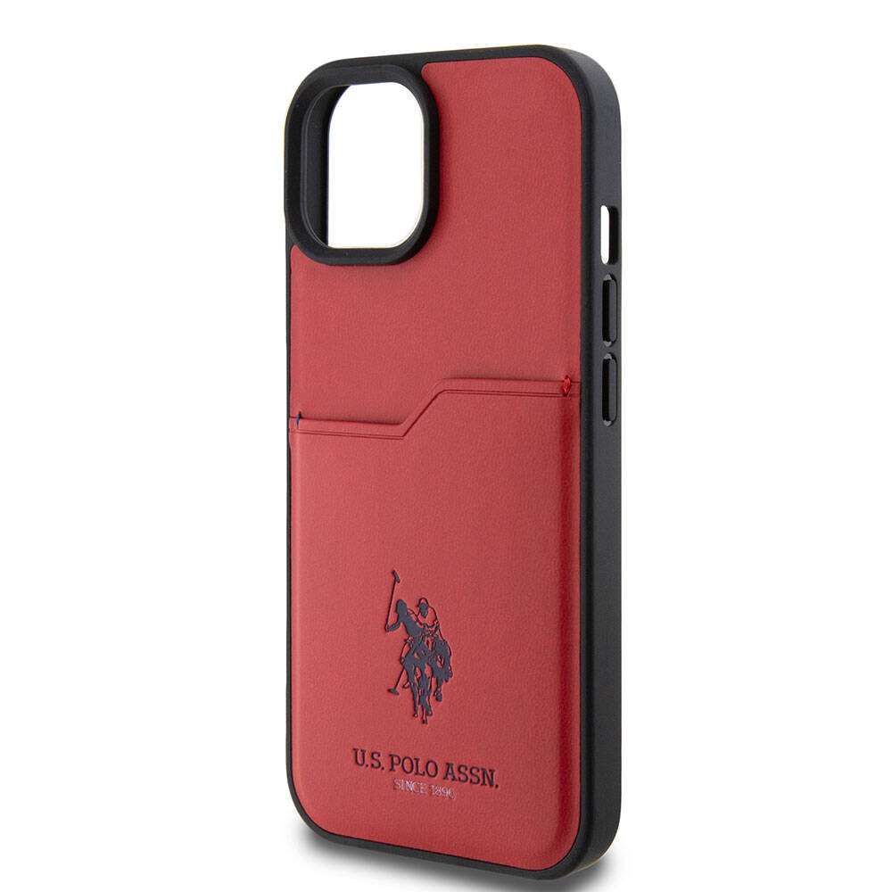 iPhone 15 Kılıf U.S. Polo Assn. orijinal Lisanslı Baskı Logolu PU Kartlıklı Kılıf