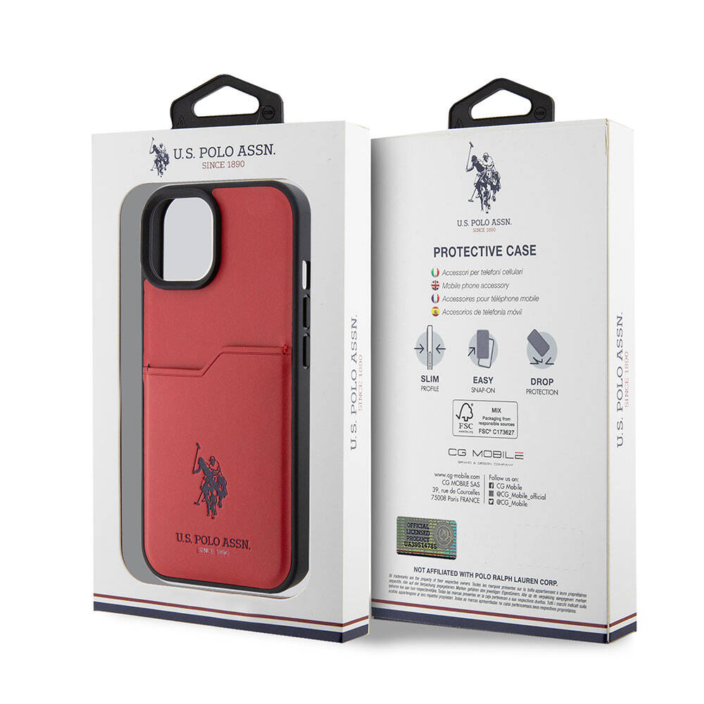 iPhone 15 Kılıf U.S. Polo Assn. orijinal Lisanslı Baskı Logolu PU Kartlıklı Kılıf