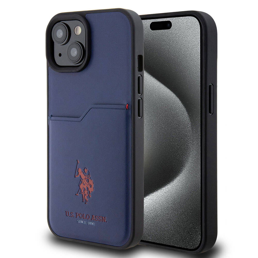iPhone 15 Kılıf U.S. Polo Assn. orijinal Lisanslı Baskı Logolu PU Kartlıklı Kılıf