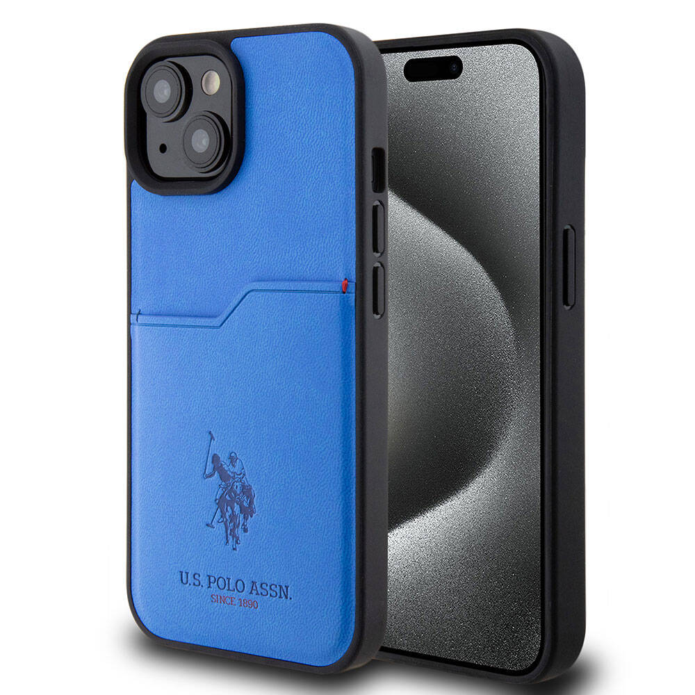 iPhone 15 Kılıf U.S. Polo Assn. orijinal Lisanslı Baskı Logolu PU Kartlıklı Kılıf