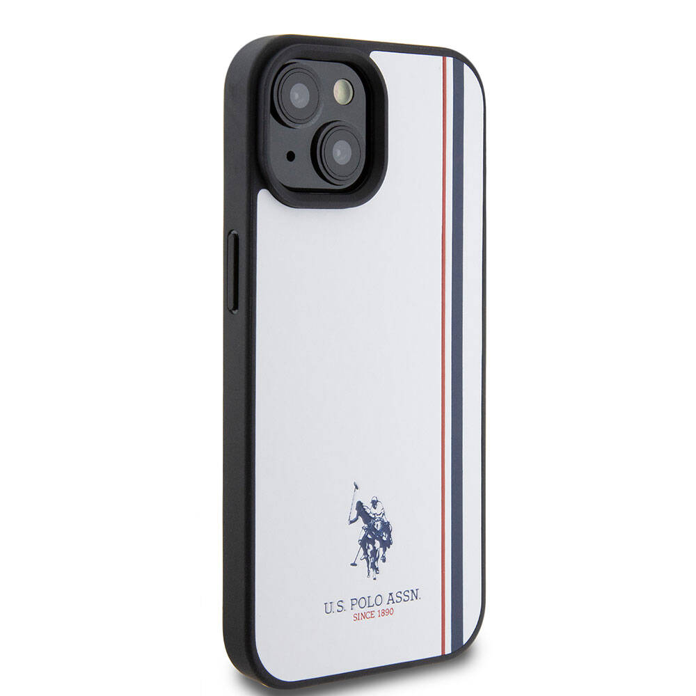 iPhone 15 Kılıf U.S. Polo Assn. orijinal Lisanslı Üç Renk Şerit Tasarımlı Baskı Logolu Kılıf