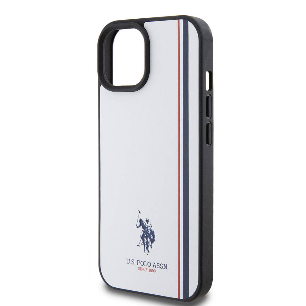 iPhone 15 Kılıf U.S. Polo Assn. orijinal Lisanslı Üç Renk Şerit Tasarımlı Baskı Logolu Kılıf