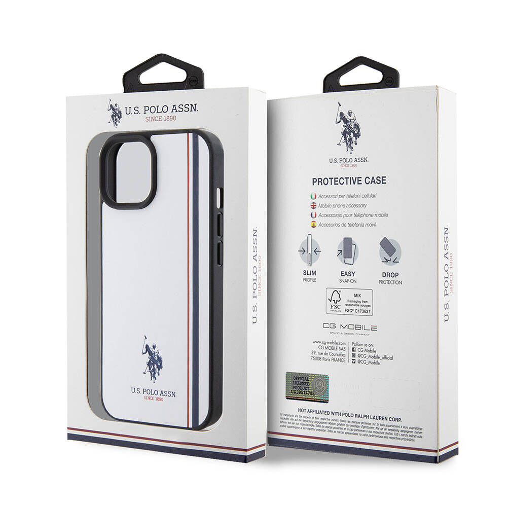 iPhone 15 Kılıf U.S. Polo Assn. orijinal Lisanslı Üç Renk Şerit Tasarımlı Baskı Logolu Kılıf