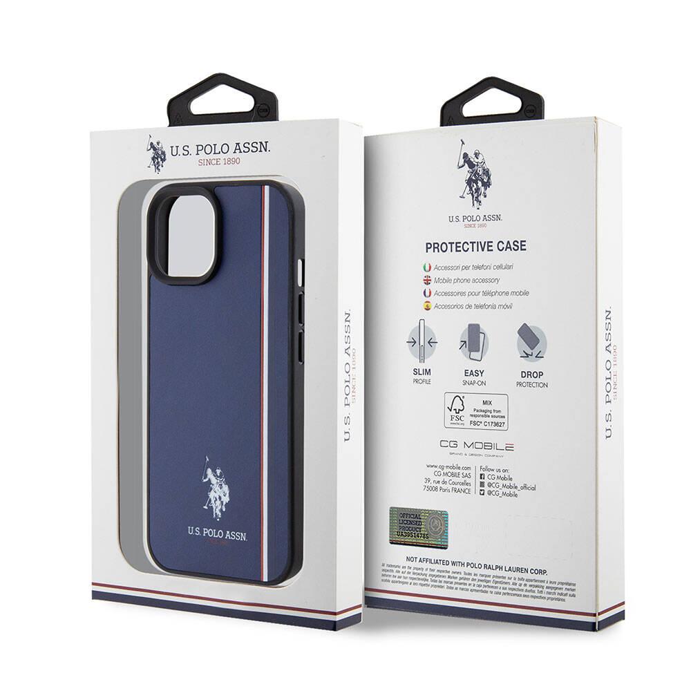 iPhone 15 Kılıf U.S. Polo Assn. orijinal Lisanslı Üç Renk Şerit Tasarımlı Baskı Logolu Kılıf
