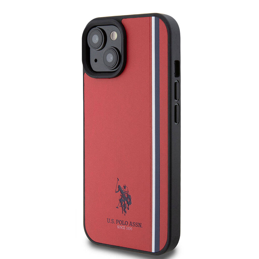 iPhone 15 Kılıf U.S. Polo Assn. orijinal Lisanslı Üç Renk Şerit Tasarımlı Baskı Logolu Kılıf