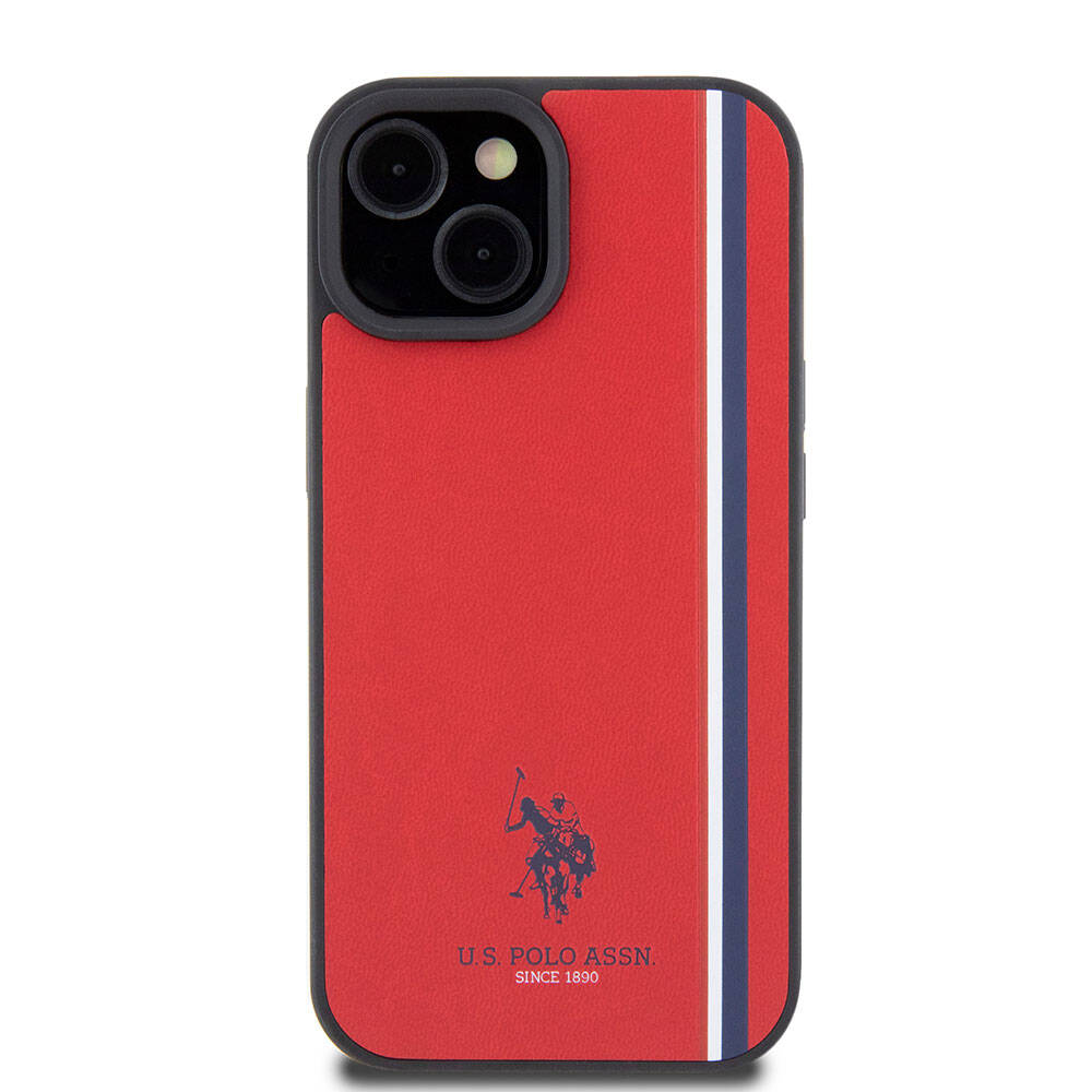 iPhone 15 Kılıf U.S. Polo Assn. orijinal Lisanslı Üç Renk Şerit Tasarımlı Baskı Logolu Kılıf