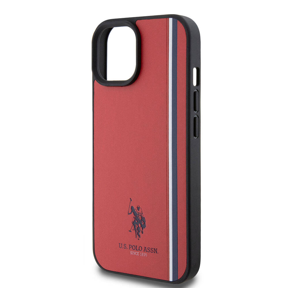 iPhone 15 Kılıf U.S. Polo Assn. orijinal Lisanslı Üç Renk Şerit Tasarımlı Baskı Logolu Kılıf
