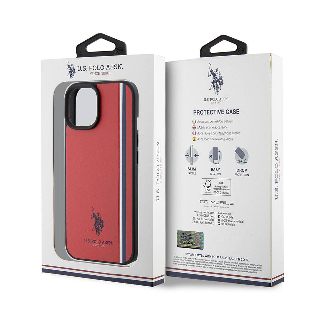 iPhone 15 Kılıf U.S. Polo Assn. orijinal Lisanslı Üç Renk Şerit Tasarımlı Baskı Logolu Kılıf