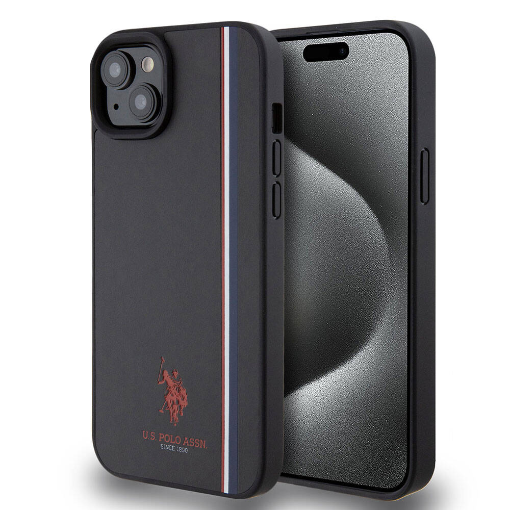 iPhone 15 Kılıf U.S. Polo Assn. orijinal Lisanslı Üç Renk Şerit Tasarımlı Baskı Logolu Kılıf