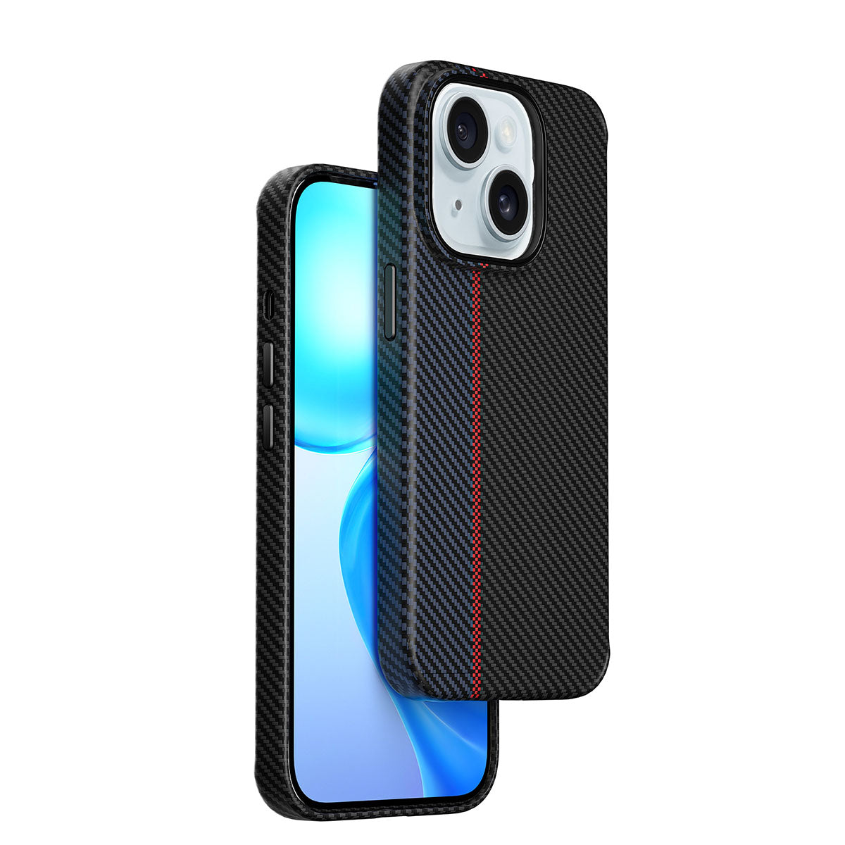 iPhone 15 Kılıf Wiwu LCC-107 Karbon Fiber M-safe Şarj Özellikli Kamera Korumalı Kabon Kılıf