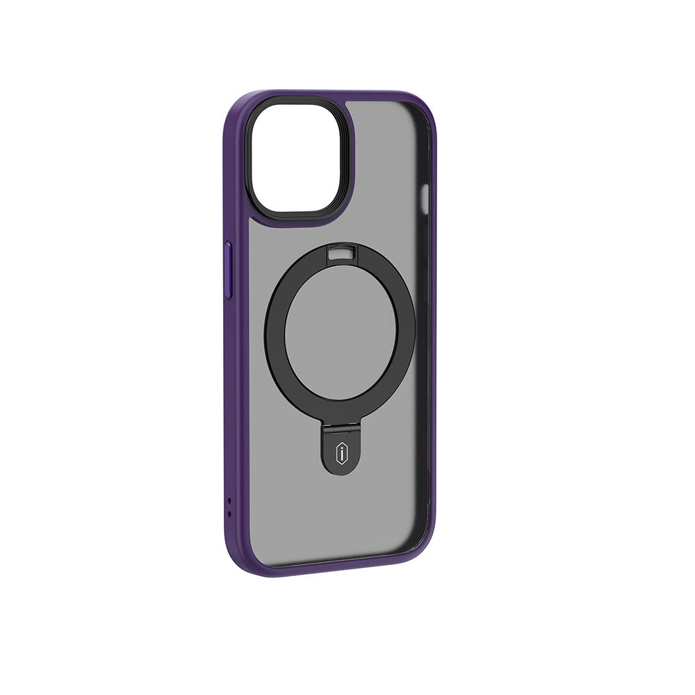 iPhone 15 Kılıf Wiwu ZMM-010 M-safe Şarj Özellikli Mat Arka Yüzey Standlı Kılıf