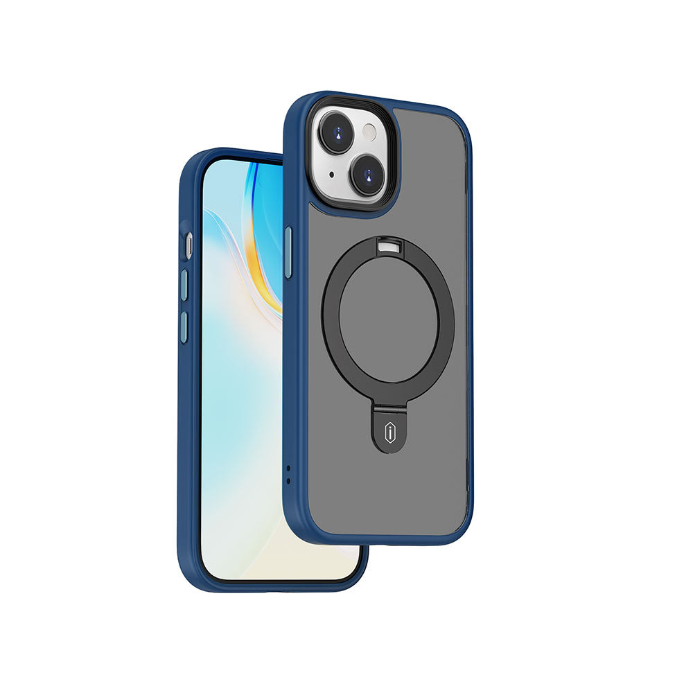 iPhone 15 Kılıf Wiwu ZMM-010 M-safe Şarj Özellikli Mat Arka Yüzey Standlı Kılıf