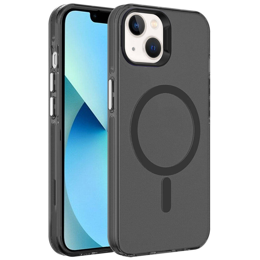 iPhone 15 Kılıf Zore M-safe Şarj Özellikli Buzlu Transparan C-Pro Sert Kılıf