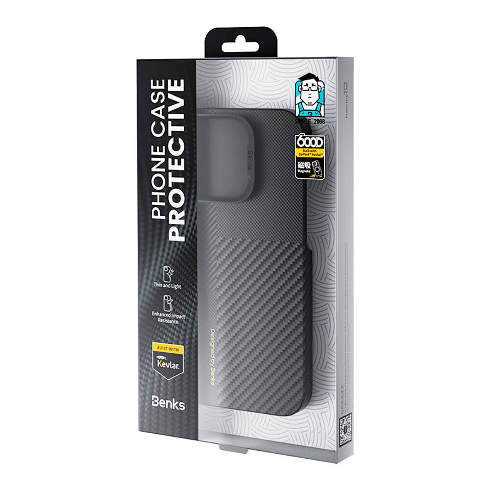 iPhone 15 M-safe Şarj Özellikli Karbon Fiber Benks Montage ArmorAir Kevlar Kılıf