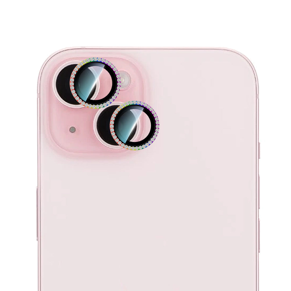 iPhone 15 Plus CaseWorld Alloy Sparkling Diamond Serisi Taşlı Lens Koruyucu