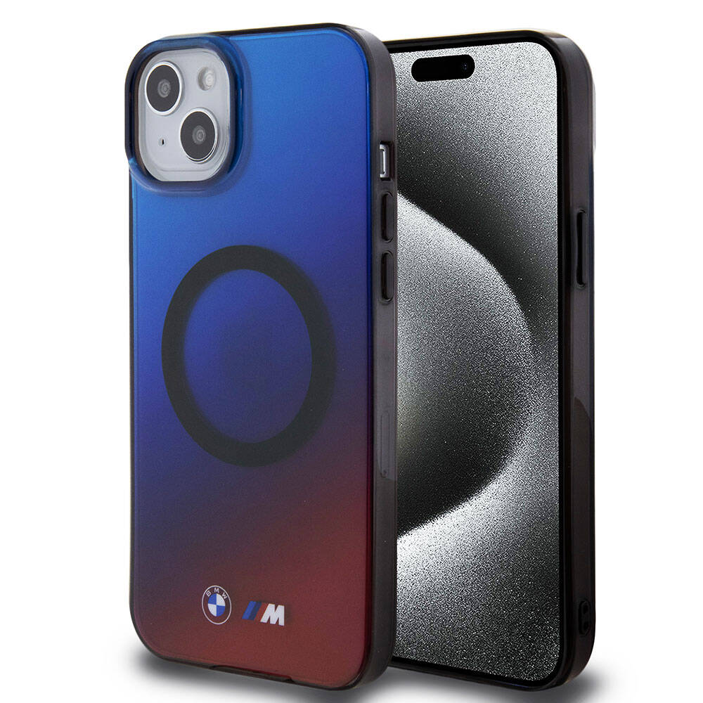 iPhone 15 Plus Kılıf BMW M-safe Şarj Özellikli Transparan Renk Geçişli Dizayn Orijinal Lisanslı Kılıf