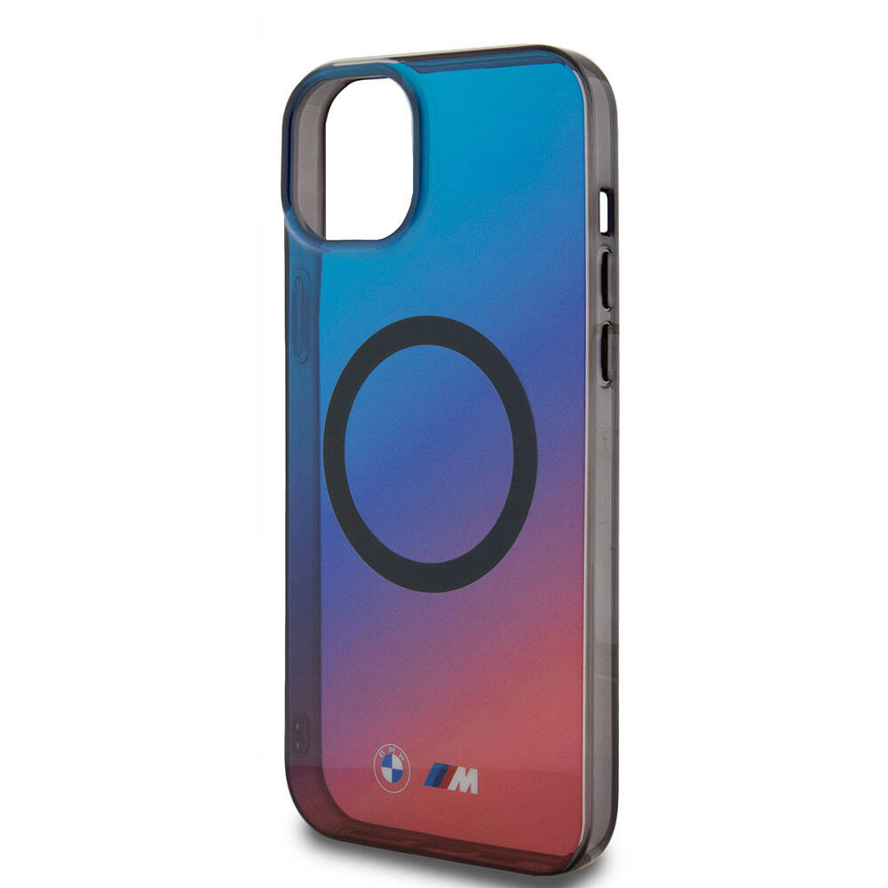 iPhone 15 Plus Kılıf BMW M-safe Şarj Özellikli Transparan Renk Geçişli Dizayn Orijinal Lisanslı Kılıf