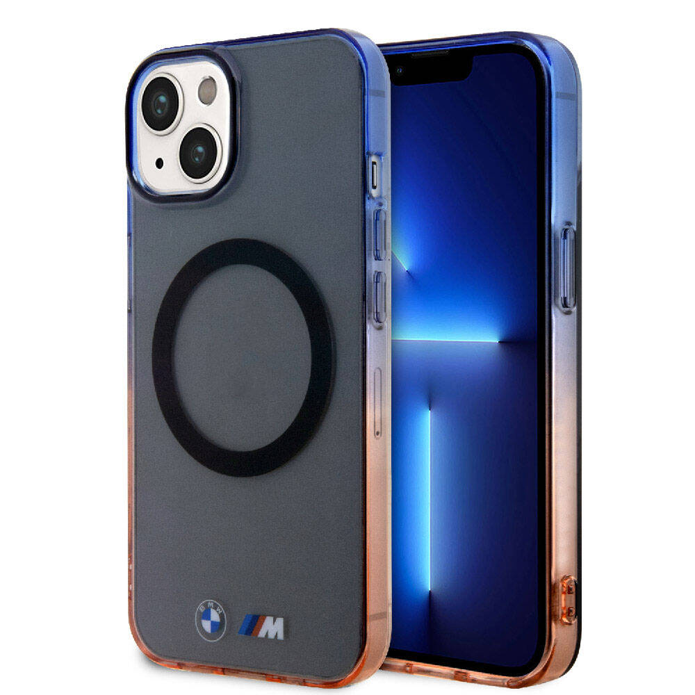 iPhone 15 Plus Kılıf BMW M-safe Şarj Özellikli Transparan Renkli Çerçeveli Orijinal Lisanslı Kılıf
