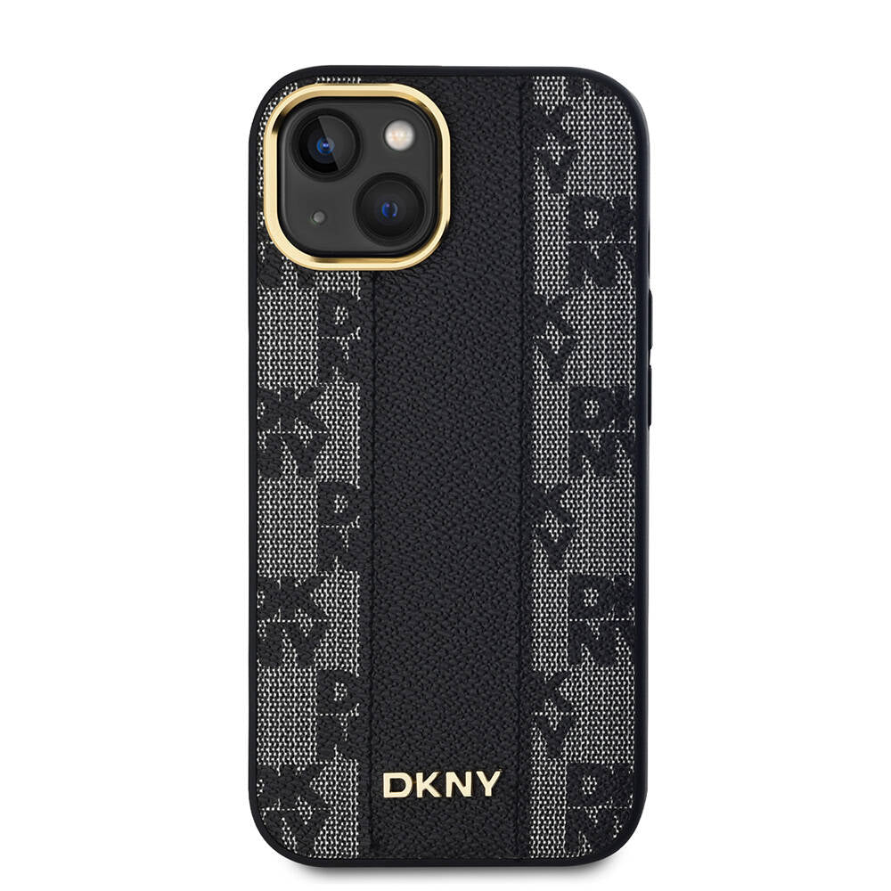 iPhone 15 Plus Kılıf DKNY Orijinal Lisanslı M-safe Şarj Özellikli 3D Yazılı Checkered Pattern Kılıf