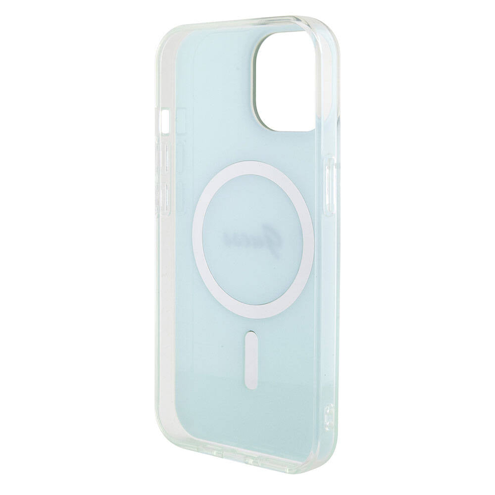 iPhone 15 Plus Kılıf Guess Orijinal Lisanslı M-safe Şarj Özellikli Yazı Logolu Iridescent Kılıf