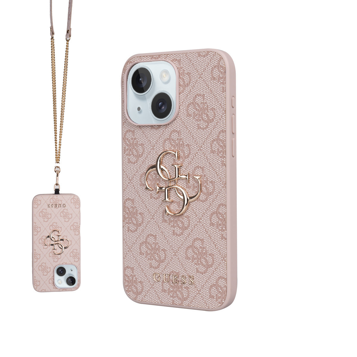 iPhone 15 Plus Kılıf Guess Orijinal Lisanslı PU Deri 4G Büyük Metal Logolu Çapraz Vücut Askılı Kılıf