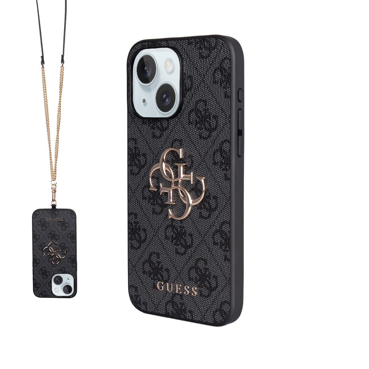 iPhone 15 Plus Kılıf Guess Orijinal Lisanslı PU Deri 4G Büyük Metal Logolu Çapraz Vücut Askılı Kılıf