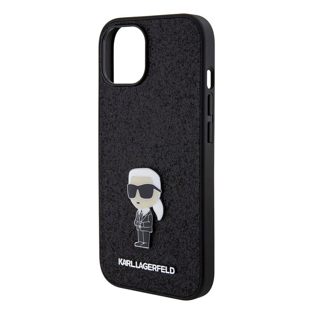 iPhone 15 Plus Kılıf Karl Lagerfeld İkonik Fixed Glitter Metal Logo Orijinal Lisanslı Kılıf