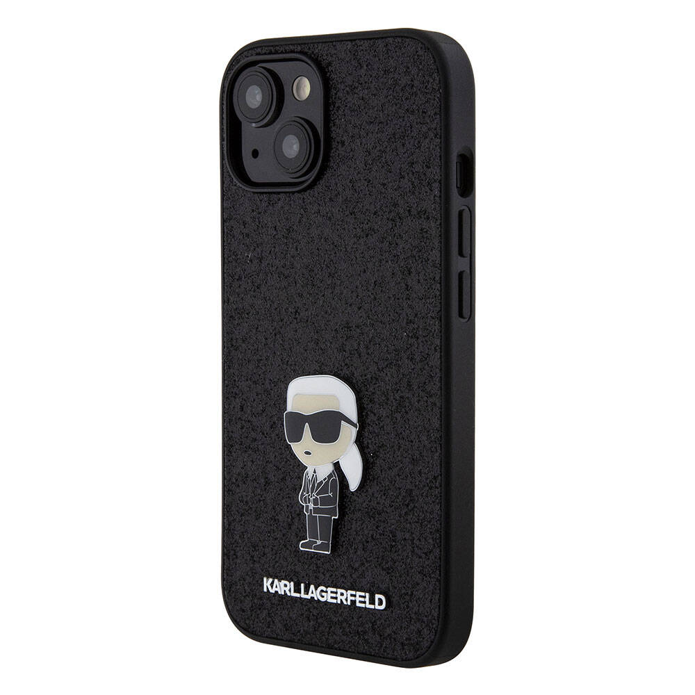 iPhone 15 Plus Kılıf Karl Lagerfeld İkonik Fixed Glitter Metal Logo Orijinal Lisanslı Kılıf