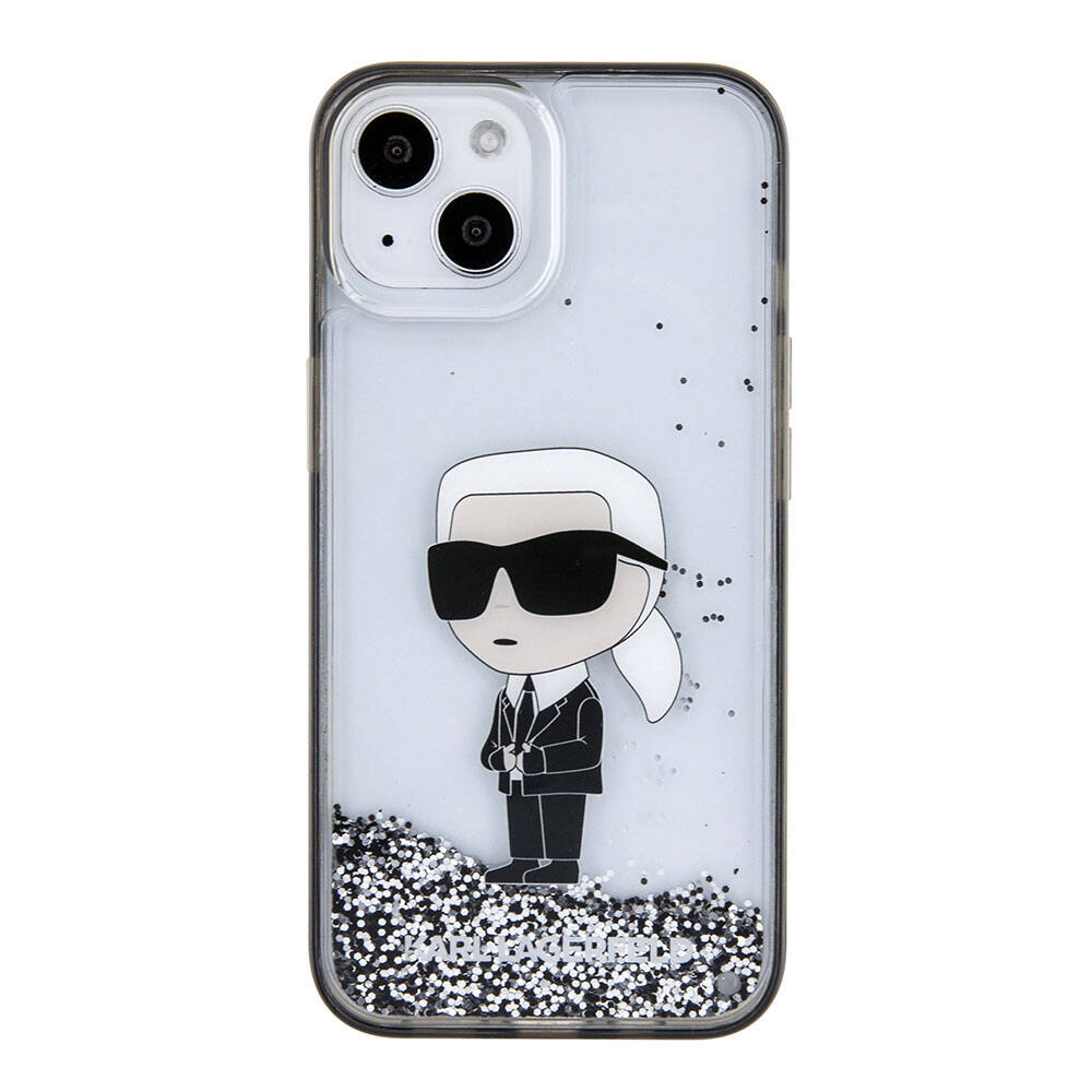 iPhone 15 Plus Kılıf Karl Lagerfeld İkonik Sıvılı Glitter Orijinal Lisanslı Kılıf
