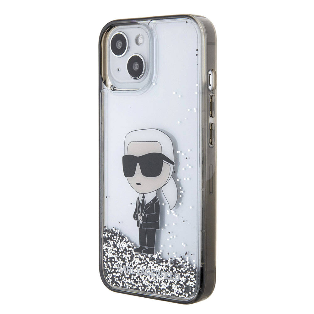 iPhone 15 Plus Kılıf Karl Lagerfeld İkonik Sıvılı Glitter Orijinal Lisanslı Kılıf