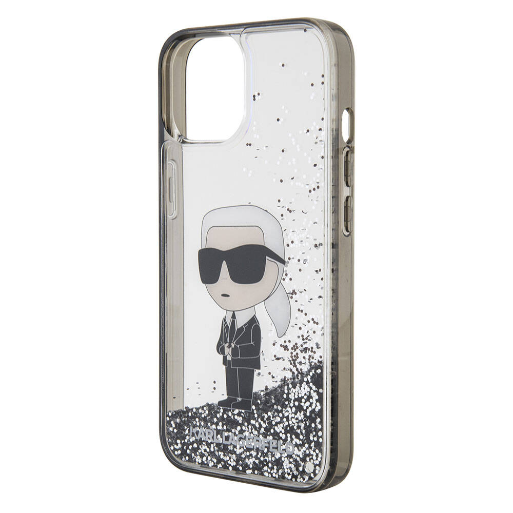 iPhone 15 Plus Kılıf Karl Lagerfeld İkonik Sıvılı Glitter Orijinal Lisanslı Kılıf