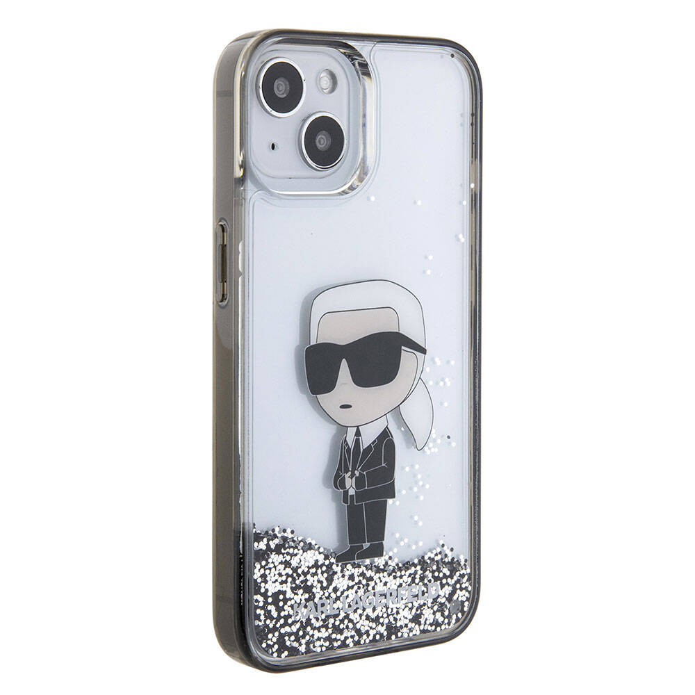 iPhone 15 Plus Kılıf Karl Lagerfeld İkonik Sıvılı Glitter Orijinal Lisanslı Kılıf