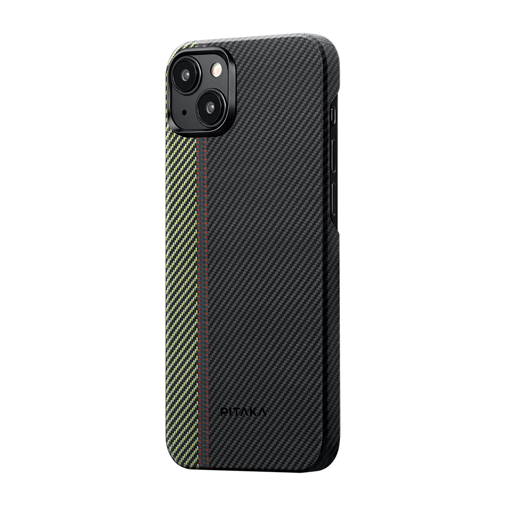 iPhone 15 Plus Kılıf M-safe Şarj Özellikli 600D Aramid Karbon Fiber Pitaka Tactile Woven Orchestra Serisi Overture Kılıf