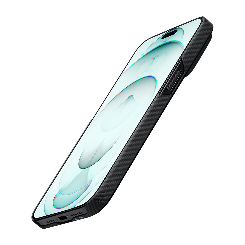 iPhone 15 Plus Kılıf M-safe Şarj Özellikli 600D Aramid Karbon Fiber Pitaka Tactile Woven Orchestra Serisi Rhapsody Kılıf