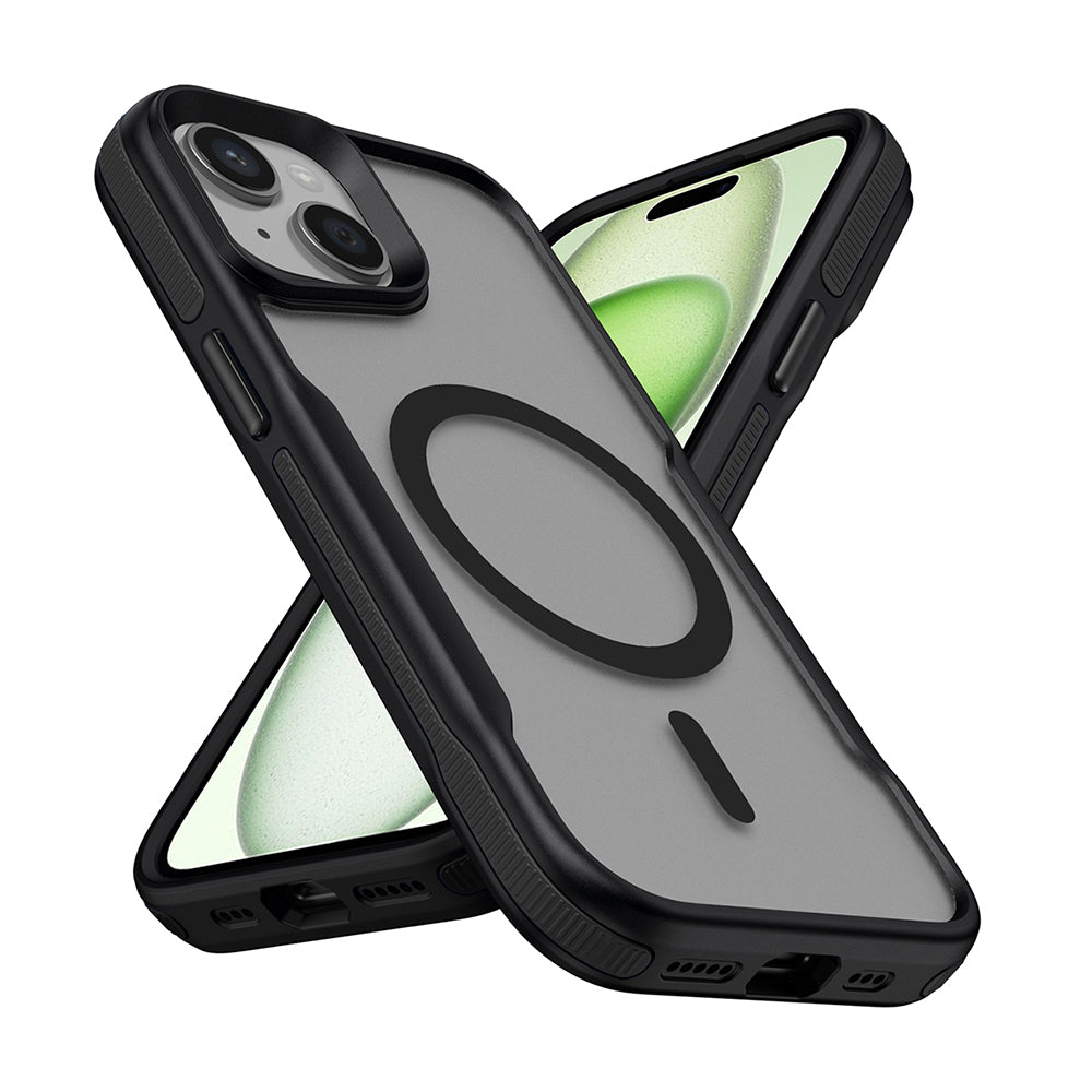 iPhone 15 Plus Kılıf M-safe Şarj Özellikli Renkli Kenar Airbag Şeritli Zore Lamer Kılıf