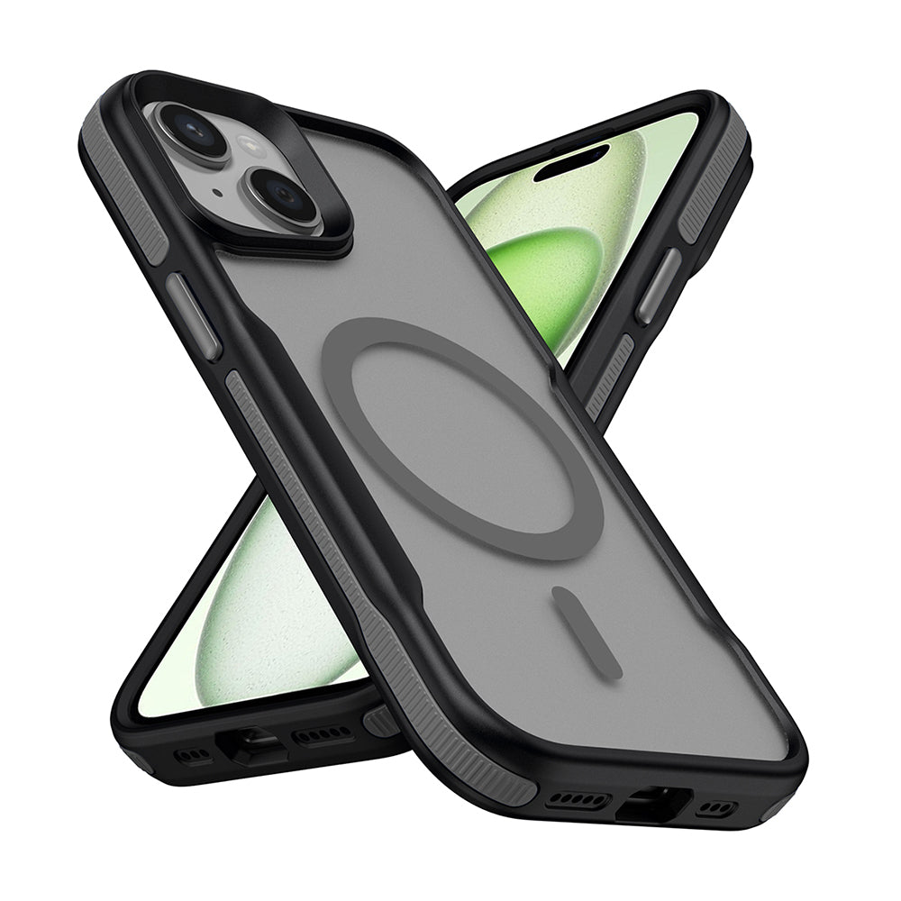 iPhone 15 Plus Kılıf M-safe Şarj Özellikli Renkli Kenar Airbag Şeritli Zore Lamer Kılıf
