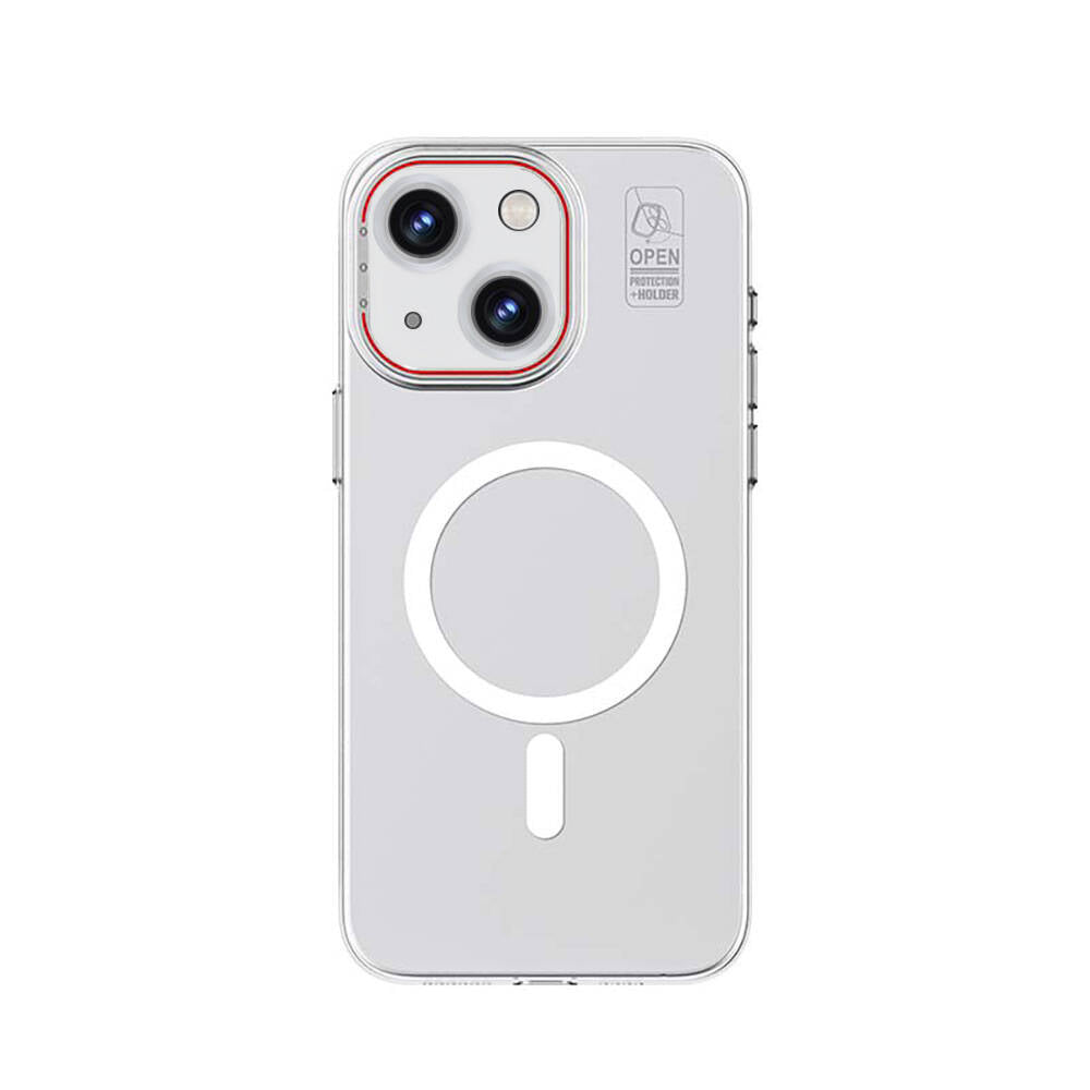 iPhone 15 Plus Kılıf M-safe Şarj Özellikli Standlı Metal Kamera Çerçeveli Mat Recci Glaze Serisi Kılıf