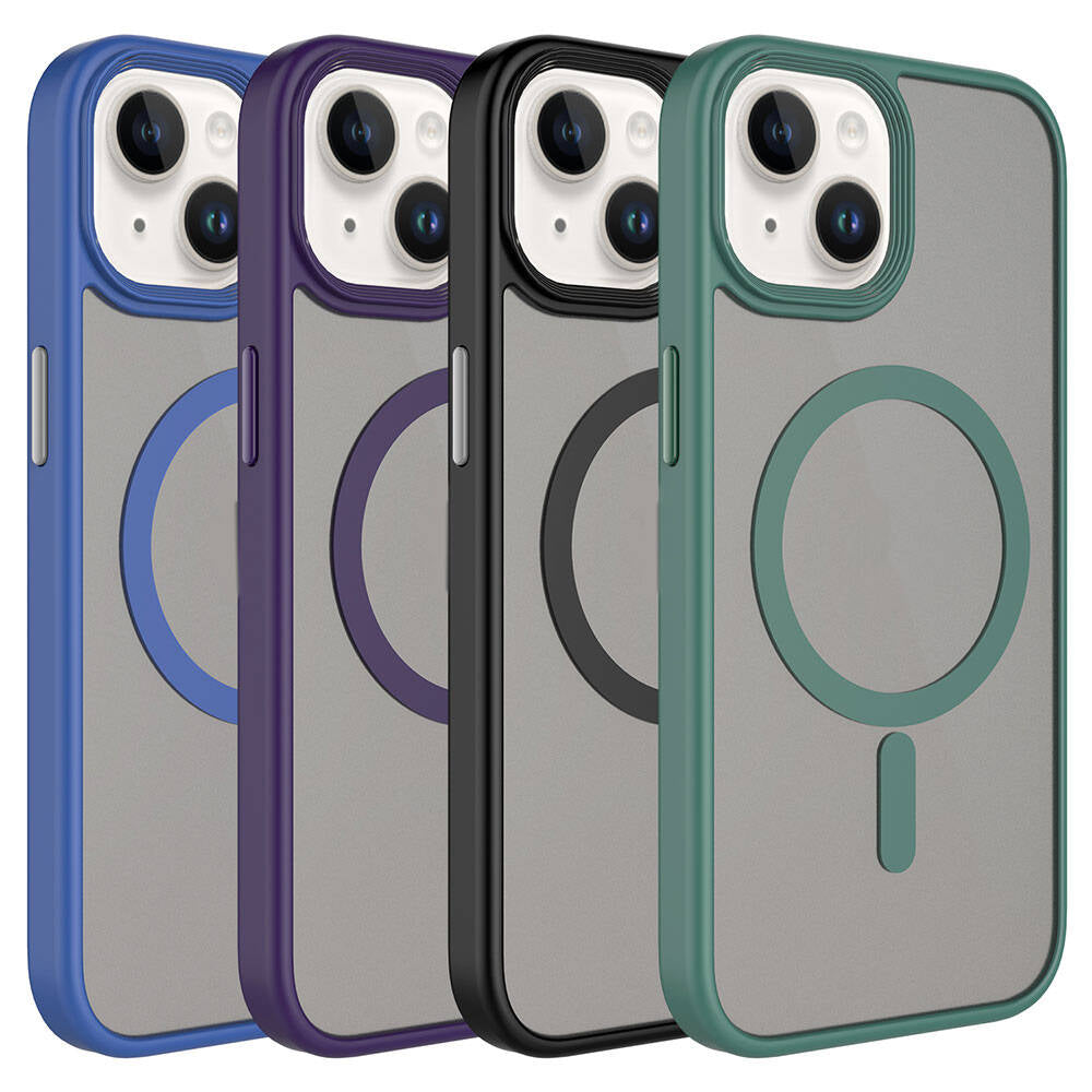 iPhone 15 Plus Kılıf Mat Arka Yüzey Wireless Şarj Özellikli Zore Flet M-safe Kılıf