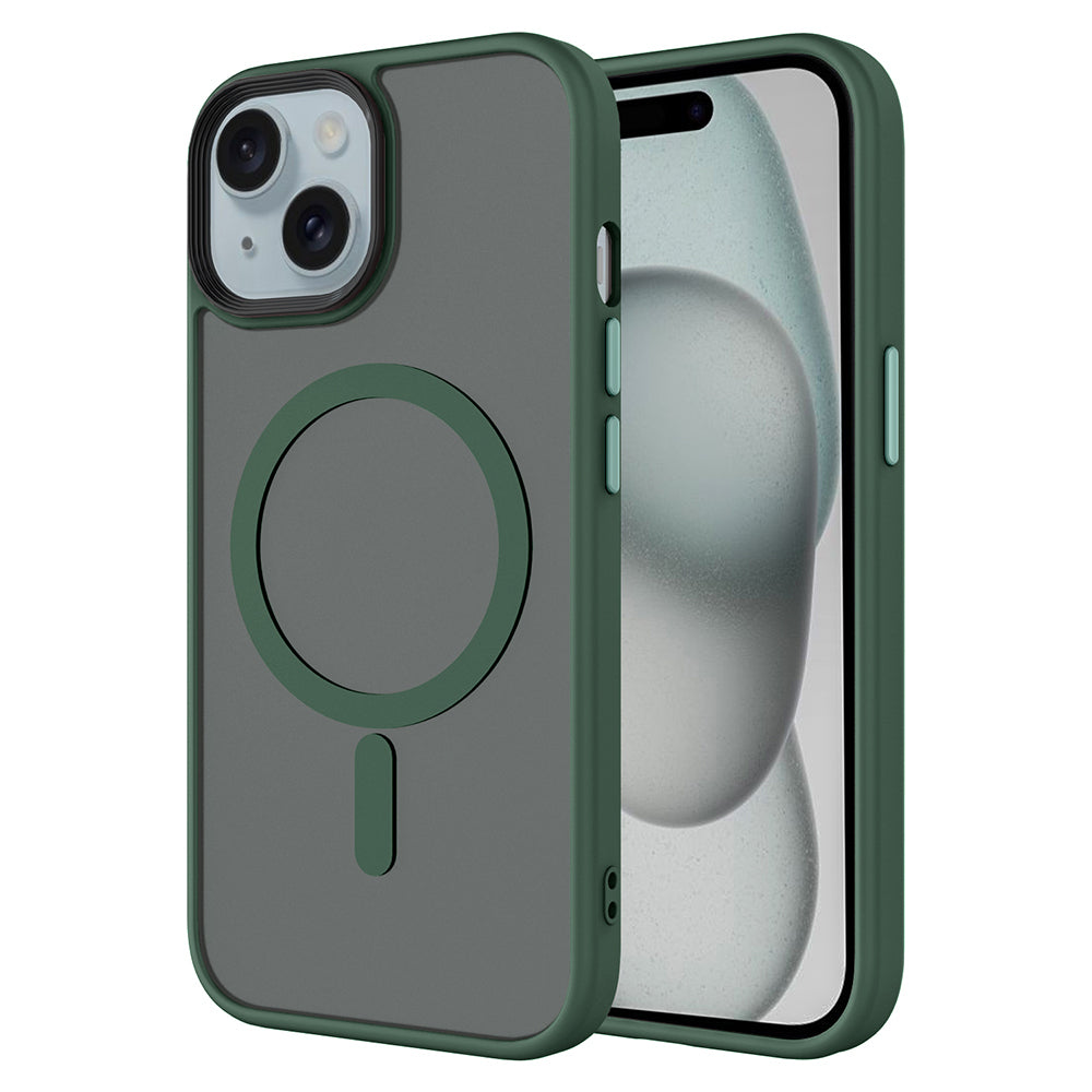 iPhone 15 Plus Kılıf Mat Arka Yüzey Wireless Şarj Özellikli Zore Flet M-safe Kılıf