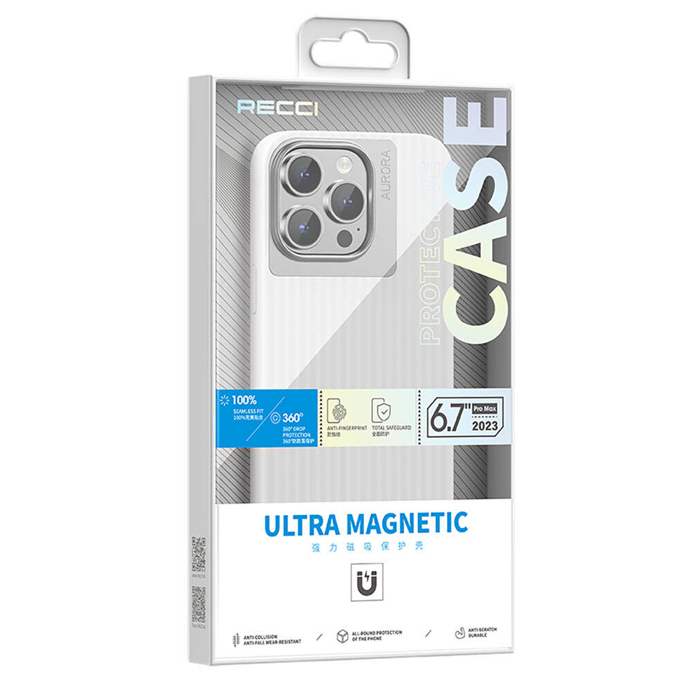 iPhone 15 Plus Kılıf Recci Aurora Serisi M-safe Şarj Özellikli Kılıf