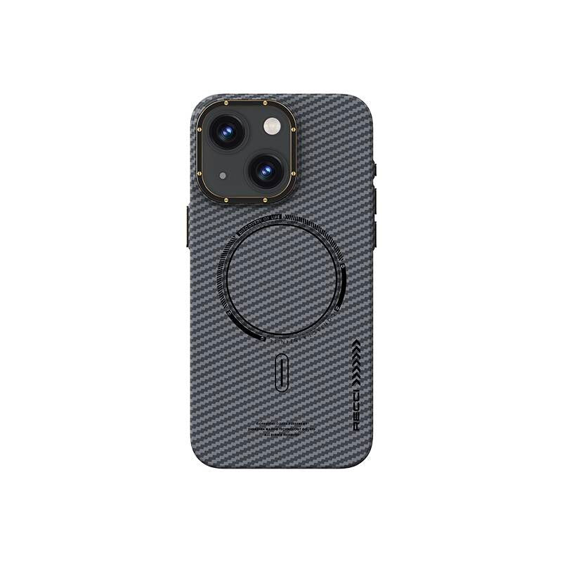 iPhone 15 Plus Kılıf Recci Machinist Serisi M-safe Şarj Özellikli Magnetik Karbon Kılıf