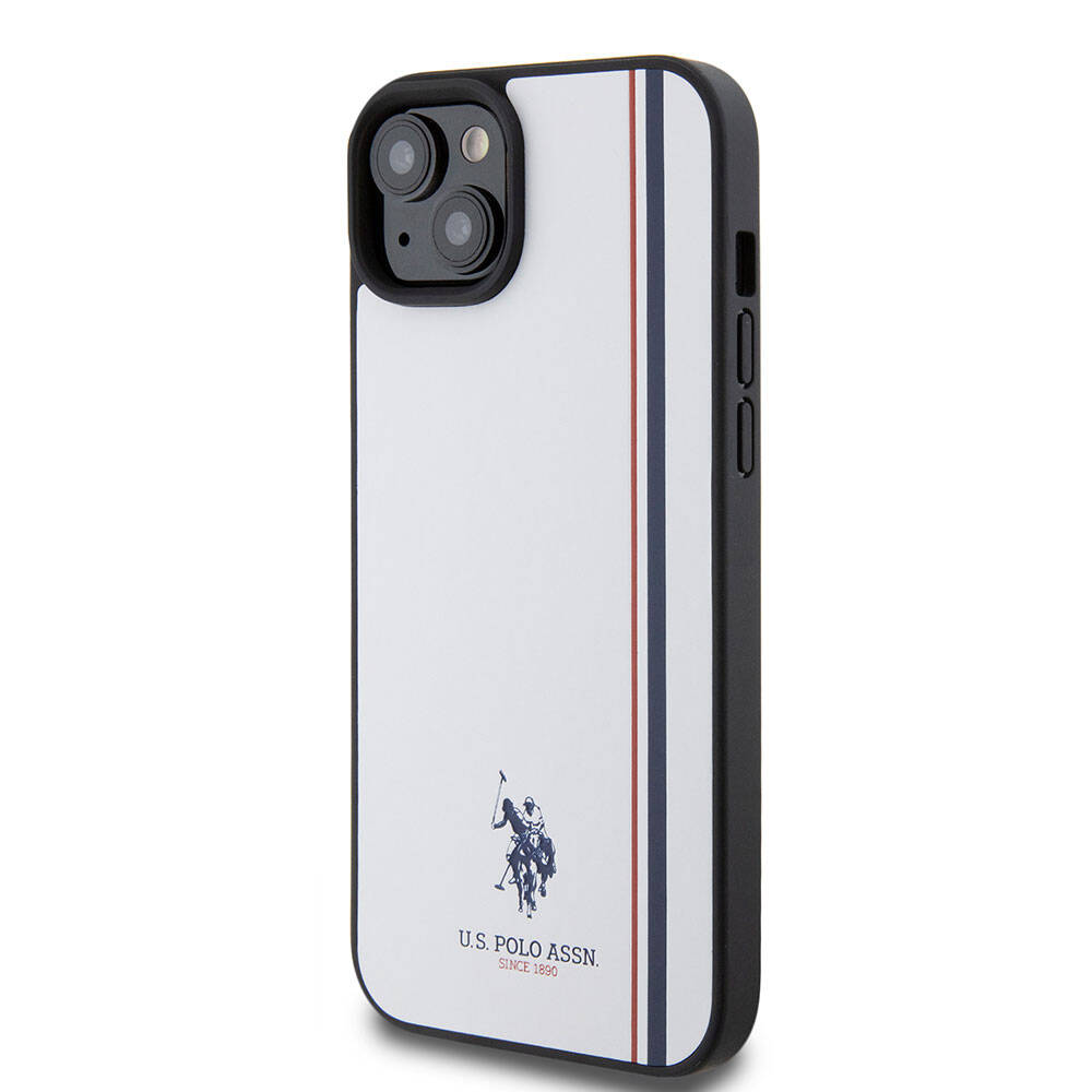 iPhone 15 Plus Kılıf U.S. Polo Assn. Orijinal Lisanslı Üç Renk Şerit Tasarımlı Baskı Logolu Kılıf