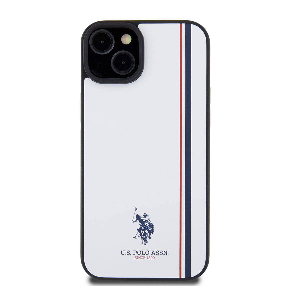 iPhone 15 Plus Kılıf U.S. Polo Assn. Orijinal Lisanslı Üç Renk Şerit Tasarımlı Baskı Logolu Kılıf
