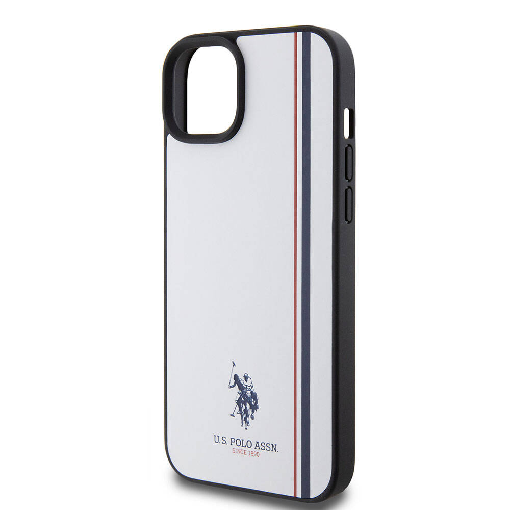iPhone 15 Plus Kılıf U.S. Polo Assn. Orijinal Lisanslı Üç Renk Şerit Tasarımlı Baskı Logolu Kılıf