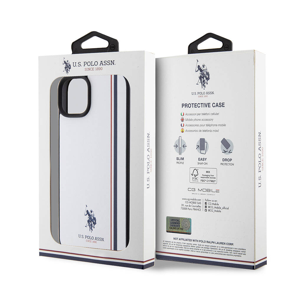 iPhone 15 Plus Kılıf U.S. Polo Assn. Orijinal Lisanslı Üç Renk Şerit Tasarımlı Baskı Logolu Kılıf