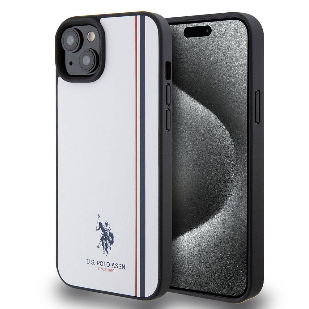 iPhone 15 Plus Kılıf U.S. Polo Assn. Orijinal Lisanslı Üç Renk Şerit Tasarımlı Baskı Logolu Kılıf