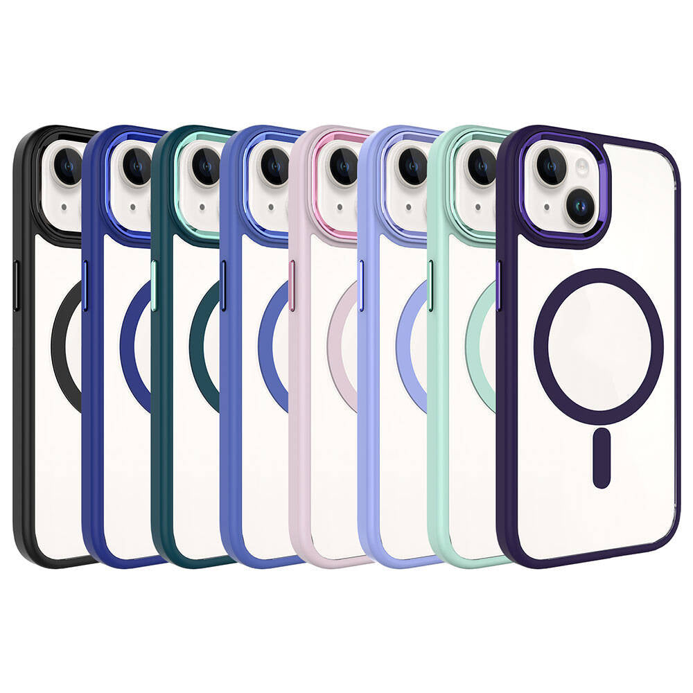 iPhone 15 Plus Kılıf Wireless Şarj Özellikli Zore Krom M-safe Silikon Kılıf